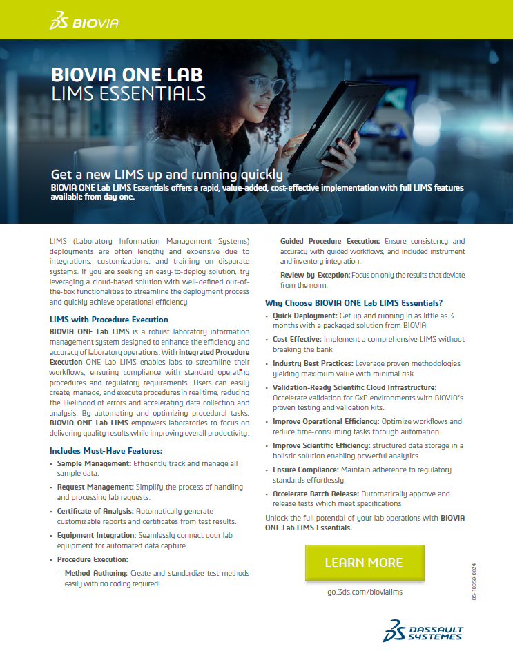 BIOVIA-ONE-Lab-LIMS-essentials